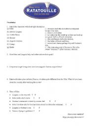 English Worksheet: Ratatouille