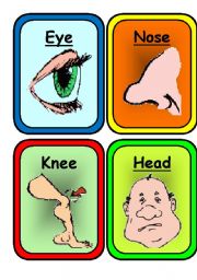 English Worksheet: 22 COLORFUL FLASHCARDS on  BODY and FACE- Ready to print and use in class !!!
