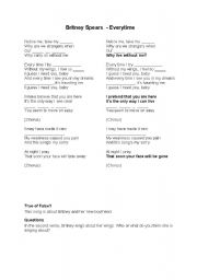 English Worksheet: Britney Spears - Everytime