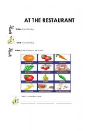 English worksheet: At the restaurant