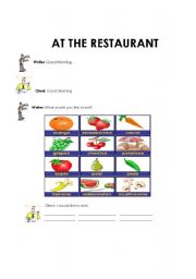English Worksheet: At the restaurant