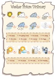 English Worksheet: Weather Picture Dictionary