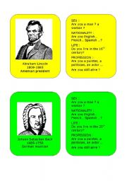 English Worksheet: Famous people Activity-cards ( 1 )