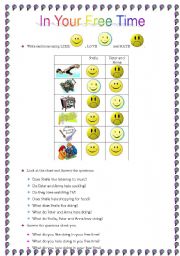 English Worksheet: Like, Hate, Love