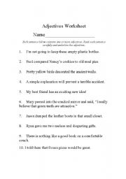 English worksheet: Adjective Worksheet