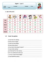 English Worksheet: LIKES AND DISLIKES