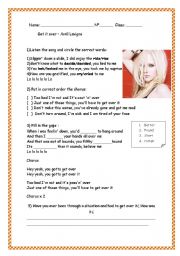 Get over it - Avril Lavigne - ESL worksheet by Melly Poulain