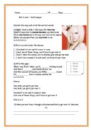 English Worksheet: Get over it - Avril Lavigne