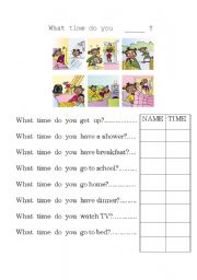 English Worksheet: What time do you ....?