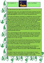 English Worksheet: THE STORY OF JACK OLANTERN