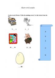 English Worksheet: short vowel sound