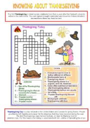 Knowing about Thanksgiving - activity 1