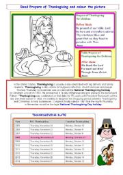 Knowing about Thanksgiving - activity 2