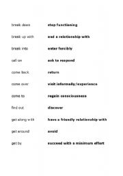 English Worksheet: Separable and Non-separable verbs in English: Matching Exercise