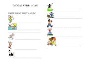 English Worksheet: MODAL VERB   CAN