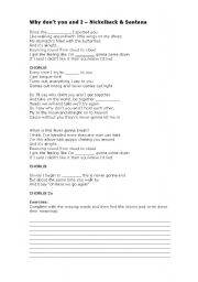 English worksheet: why dont you and I song