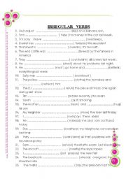 English Worksheet: MORE ADVANCED IRREGULARS PART 1