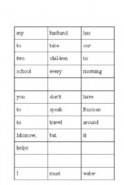 English worksheet: Modal verbs_Sentence ordering