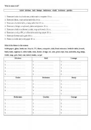 English Worksheet: Rooms in the house