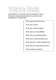 English worksheet: face 