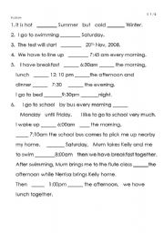 English Worksheet: on, in, at