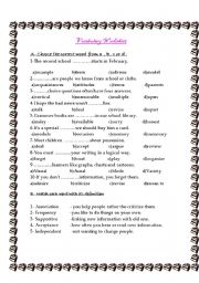 English Worksheet: Vocabulary Worksheet
