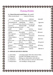 Vocabulary Worksheet