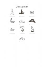 English Worksheet: Carnival hats