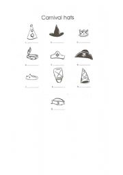 English worksheet: Carnival hats