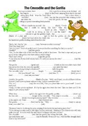 The crocodile and the gorilla - past simple tense gap fill