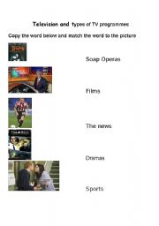 English worksheet: TV