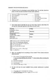 English Worksheet: PRESENT CONTINUOUS with FUTURE MEANING