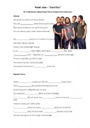 English Worksheet: Song Activity - LAST KISS - Pearl Jam