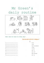 English Worksheet: Mr Greens daily routine
