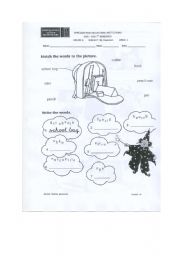 English worksheet: school