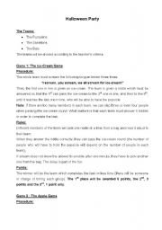 English Worksheet: HALLOWEEN PARTY - Games