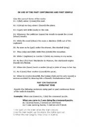 English worksheet: PAST SIMPLE AND CONTINUOUS EXERCISES