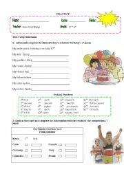 English Worksheet: my birthday