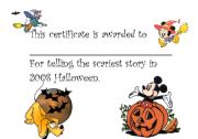 English Worksheet: Halloween Award Certificate 3