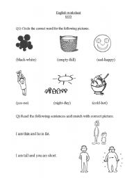 English Worksheet: opposites