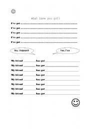 English Worksheet: What have you got?