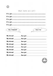 English worksheet: What have you got?