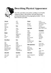 English Worksheet: Describing Appearances