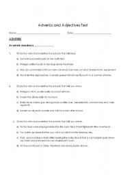 English worksheet: Adjectives and Adverbs at a Glance