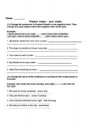 English worksheet: Present Simple/Past Simple