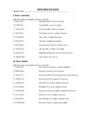 English Worksheet: Dates and prepositions of time