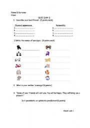 English Worksheet: quiz