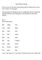 English worksheet: A phonic test for intermediate learners 2 Pages