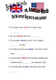 English Worksheet: British & American English