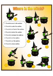 English Worksheet: Where is the Witch?